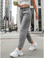 Dámske džínsy balónového strihu s opaskom sivé FashionStreet UY2888