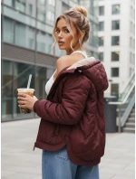 Dámska prechodná prešívaná bunda s kapucňou FashionStreet bordová TY5615