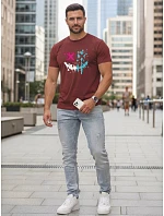 Pánske bavlnené streetwearové tričko bordové FashionStreet NX5100R