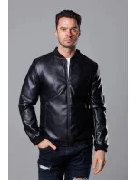 Černá pánská bunda typu "bomber" z ekokůže model 18347970 - J.STYLE Černá pánská bunda typu "bomber" z ekokůže model 18347970 - J.STYLE