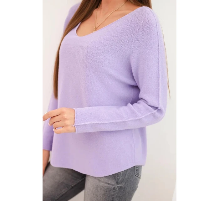 Dámsky viskózový sveter s výstrihom do V svetlo fialový Dámsky viskózový sveter s výstrihom do V svetlo fialový
