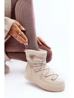 Damskie Śniegowce Na Platformie Z Wiązaniem Beżowe Fleure Damskie Śniegowce Na Platformie Z Wiązaniem Beżowe Fleure