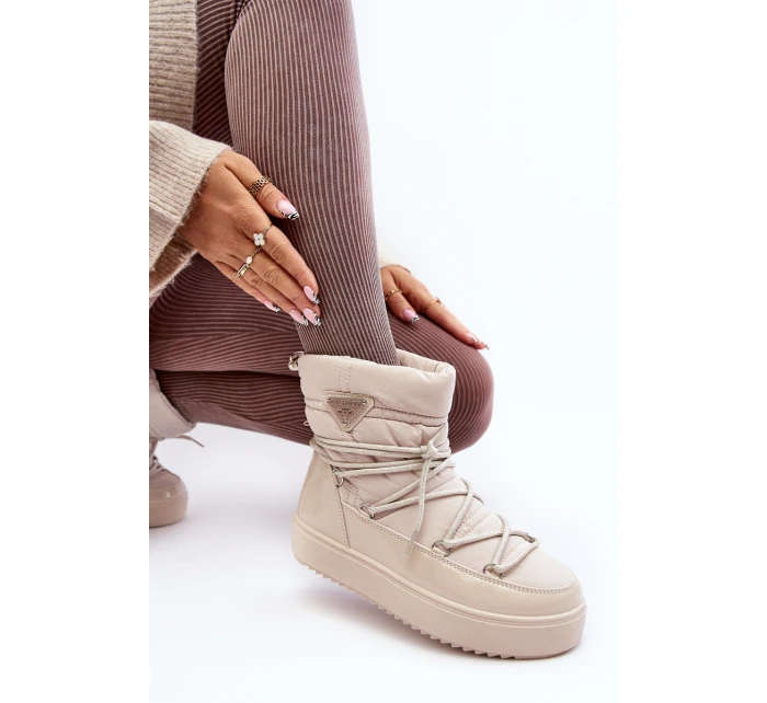 Damskie Śniegowce Na Platformie Z Wiązaniem Beżowe Fleure Damskie Śniegowce Na Platformie Z Wiązaniem Beżowe Fleure