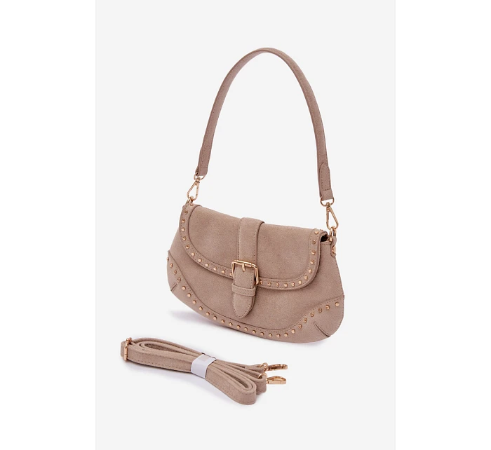 Eko semišová kabelka s přezkami světle béžová model 22111544 - Flora&Co