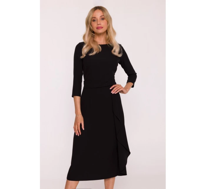 S425 Šaty s volánom - čierne