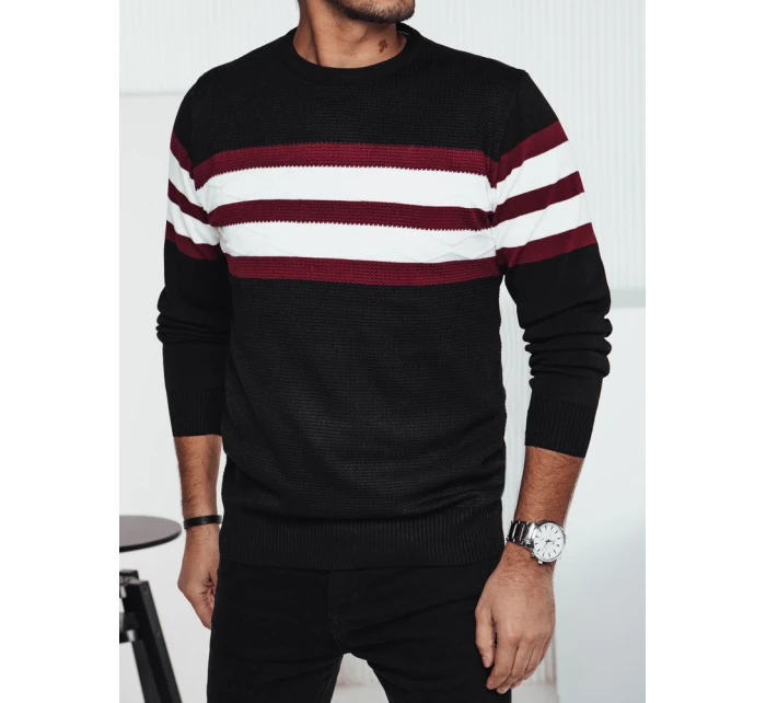 Pánsky čierny sveter FashionStreet WX2247 Pánsky čierny sveter FashionStreet WX2247