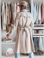 Dámský dlouhý kabát s páskem bílý Dstreet model 21986640 - FashionStreet