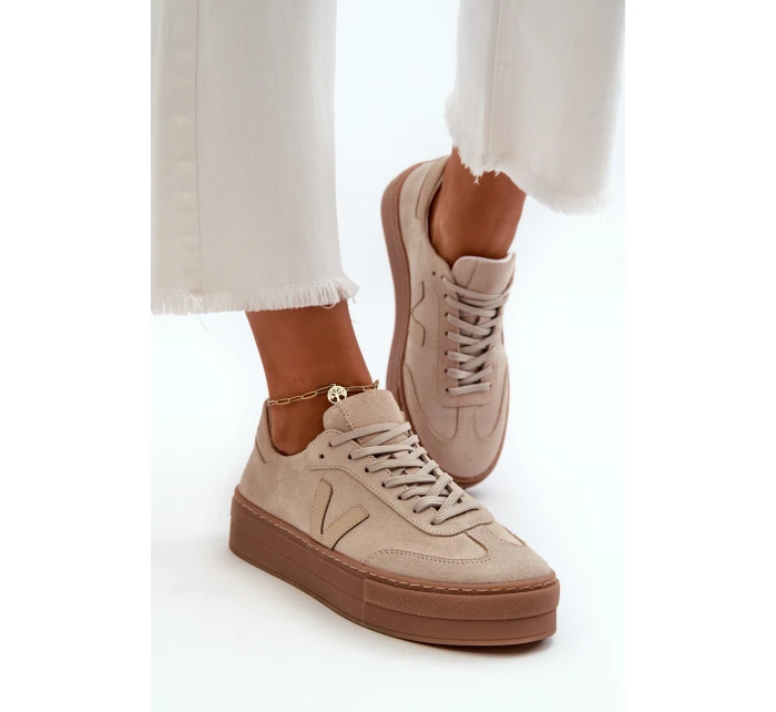 Zazoo N1100S2 Sneakersy Zamszowe Damskie Na Platformie Beżowe Zazoo N1100S2 Sneakersy Zamszowe Damskie Na Platformie Beżowe