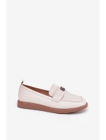 Mokasyny Damskie Eleganckie Z Ozdobnym Małym Detalem Vinceza 62208 Beżowe