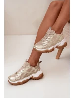 Buty Sportowe Sneakersy Damskie Big Star SS274014 HI-POLY SYSTEM Beżowo-Złote Buty Sportowe Sneakersy Damskie Big Star SS274014 HI-POLY SYSTEM Beżowo-Złote