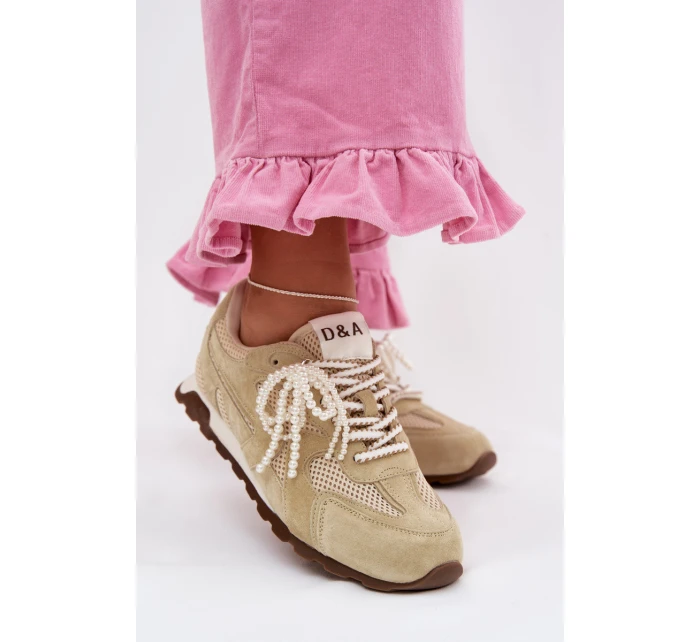 Dámské kožené semišové tenisky MK61-0705 světle zelené