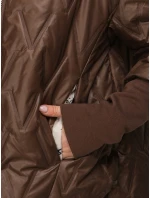 Dámska prechodná prešívaná bunda s kapucňou hnedá FashionStreet TY5613