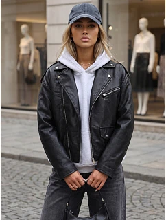 Dámska bunda v štýle Ramones z ekologickej kože, čierna, FashionStreet TY5917