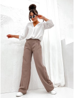 Elegantní dámské kalhoty v barvě cappuccino (8247)