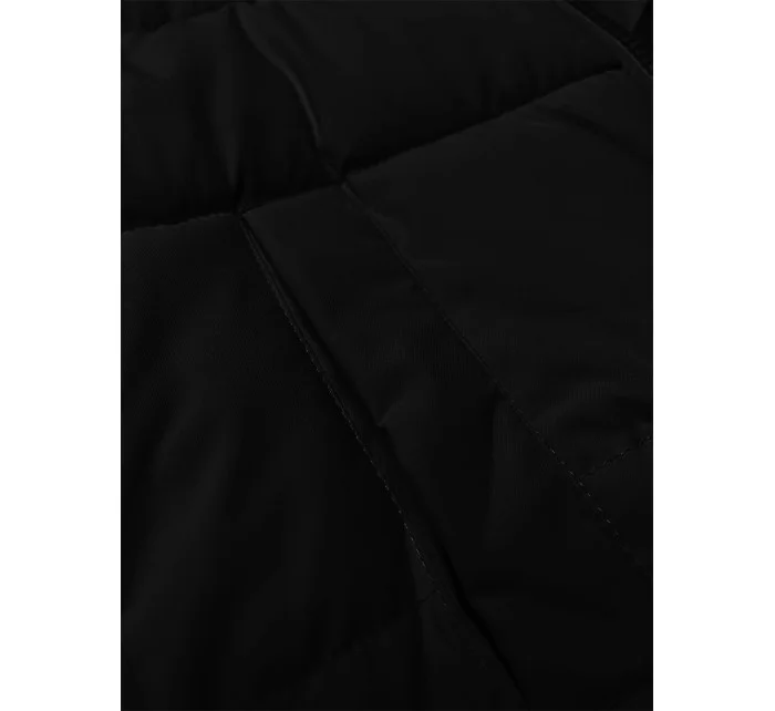 Čierna dámska krátka zimná bunda so sťahovacím lemom S'west (B8288-1)