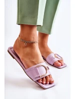 Dámské klasické kožené pantofle s zdobením fialový model 21591202 - Boto Dámské klasické kožené pantofle s zdobením fialový model 21591202 - Boto