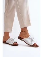 Kožené dámské žabky model 21646105 stříbrné - Zazoo