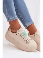 Dámské tenisky na platformě s přívěsky Medvídek Srdce Béžové Selorissa