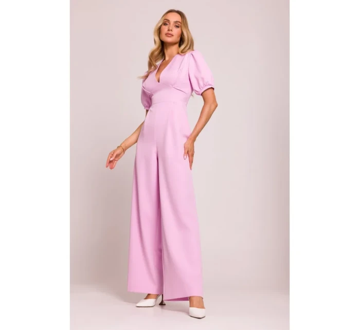 Kombinéza s puff rukávy  růžová model 20970740 - Moe