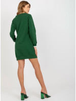 Dámske krátke mikinové základné šaty s vreckami - zelené