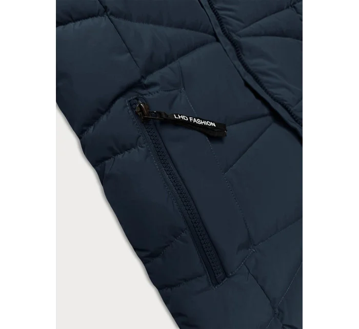 Tmavě modrá dámská zimní bunda s kožešinovou podšívkou model 21247995 - LHD