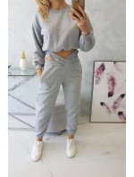 Zateplená souprava s krátkou mikinou šedá Zateplená souprava s krátkou mikinou šedá