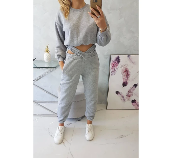 Zateplená souprava s krátkou mikinou šedá Zateplená souprava s krátkou mikinou šedá