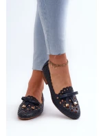 Dámské lodičky s detaily a mašlí tmavě modré model 21658375 - Boto