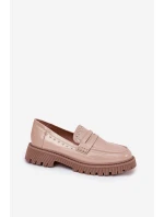 Mokasyny Damskie Lakierowane Ze Zdobieniem Beżowe Nallae