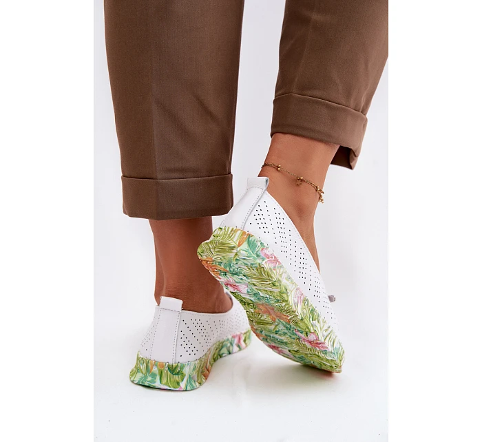 Kožené dámské polobotky S.Barski GR61-5970 Bílé