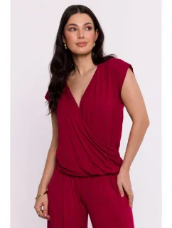 B288 Viskózový zavinovací top s výstrihom do V - bordový