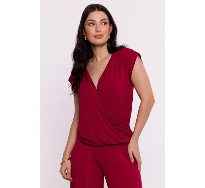 model 19670587 Viskózový zavinovací top s výstřihem do V bordó - BeWear
