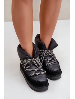 Dámske semišové snežnice s hrubým šnurovaním D.Franklin DFSH375003 Black