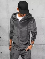 Pánska sivá velúrová mikina FashionStreet BX5540