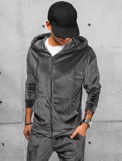 Pánska sivá velúrová mikina FashionStreet BX5540