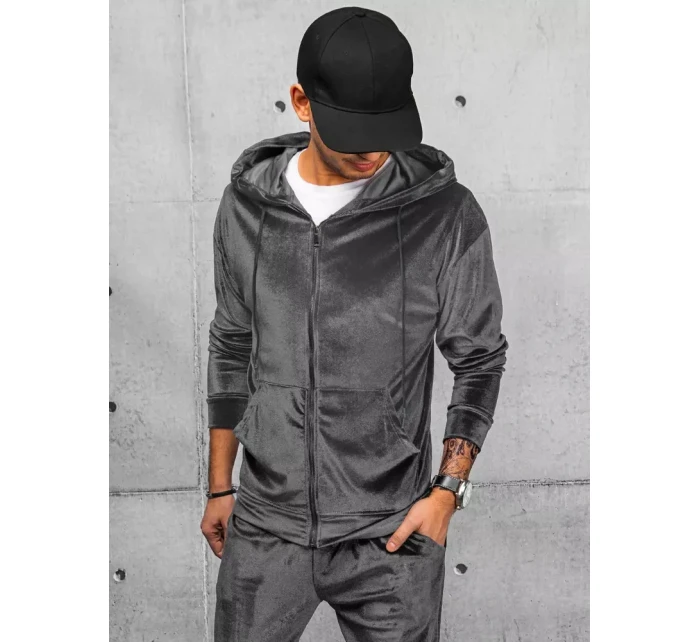 Pánska sivá velúrová mikina FashionStreet BX5540