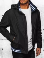 Pánska prechodná bunda s kapucňou čierna FashionStreet TX4378