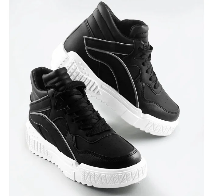 Vyššie čierne dámske športové topánky (SG-139)