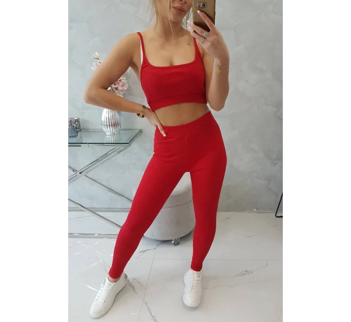 Súprava s blúzkou s rebrovaním červená Súprava s blúzkou s rebrovaním červená