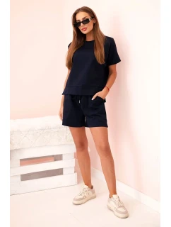 Dámsky set punto s krátkymi rukávmi a šortkami námornícka modrá
