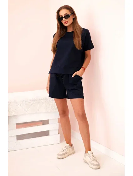 Dámsky set punto s krátkymi rukávmi a šortkami námornícka modrá Dámsky set punto s krátkymi rukávmi a šortkami námornícka modrá