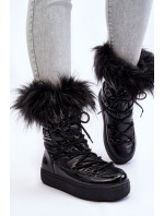 Dámske šnurovacie snehové topánky Black Santero