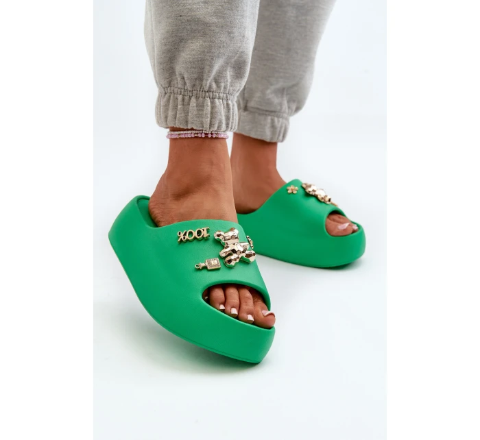 Dámské lehké pěnové žabky s ozdobami zelené model 21665943 - Boto