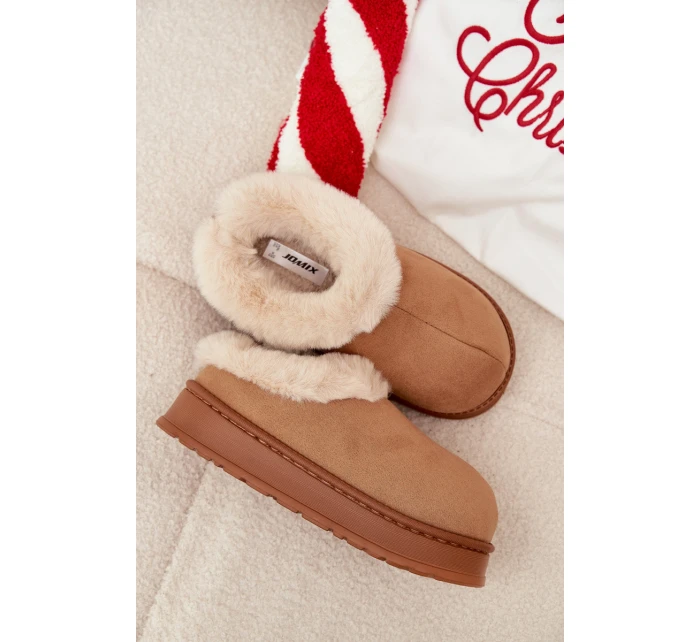 Dámské pantofle s kožíškem Camel model 21772655 - Boto Dámské pantofle s kožíškem Camel model 21772655 - Boto