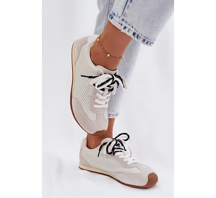 Kožené semišové dámské tenisky Big Star TT274555 Bílé