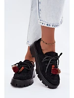 Dámske poltopánky s imitáciou semišových ozdôb Black Melonia