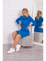 Šaty s kapucňou a vreckami chrpovo modré