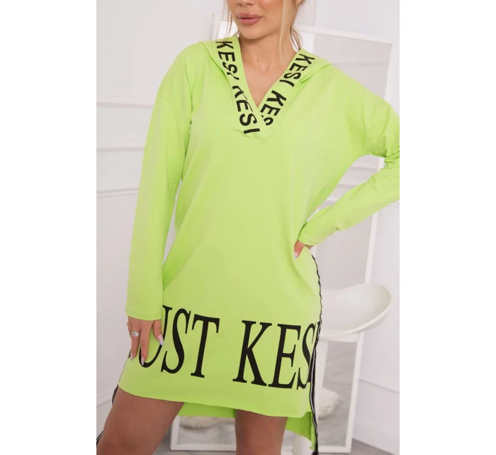 Šaty s kapucňou a potlačou pistácie Šaty s kapucňou a potlačou pistácie