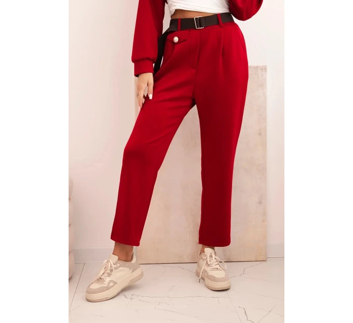 Dámská souprava máslová mikina s kapucí a kalhoty s páskem bordó