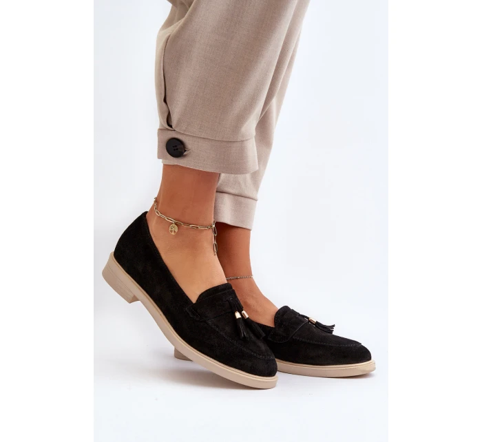 Černé Dámské Semišové Mokasíny Na Ploché Podrážce model 21652477 - Zazoo